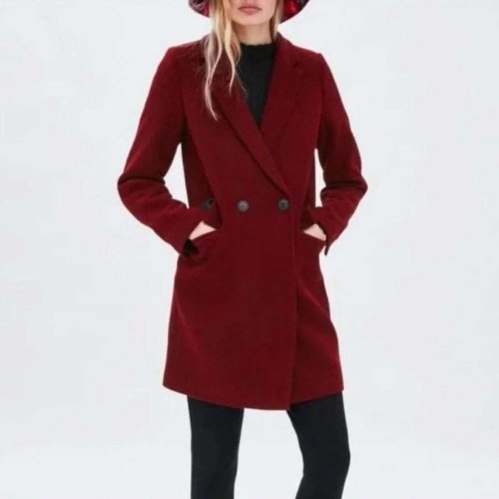 New Zara Wool Blend Double Breast Coat -XS